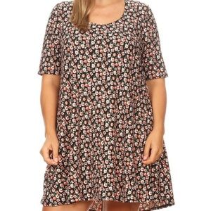 FLORAL BRUSHED SWING DRESS